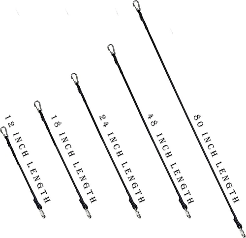 Miniatura 2 de Cuerdas elásticas con ganchos, cuerda elástica ligera (12 pulgadas x 8 unidades, negro)