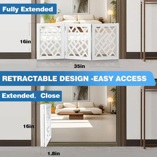 Miniatura 2 de Diseño de Recorte 16" Puerta Corta para Perros Pequeños, Puerta Plegable Retráctil para Cachorros Interior - Barrera para Mascotas Liviana