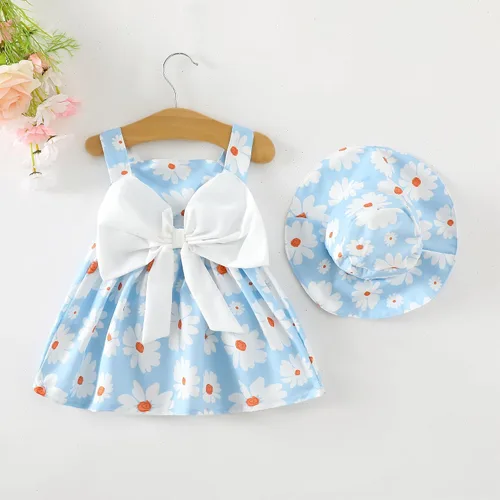 Miniatura 4 de Vestido para bebé recién nacida niña pequeña Vestido para niña pequeña de cuello halter sin mangas con flores Vestido de verano para niña de espalda