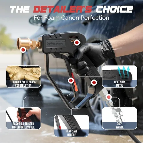 Miniatura 7 de Pistola de lavado a presión – Pistola de lavado de energía corta de 4000 PSI con giro de 360°, conexión rápida de 3/8 pulgadas, mango