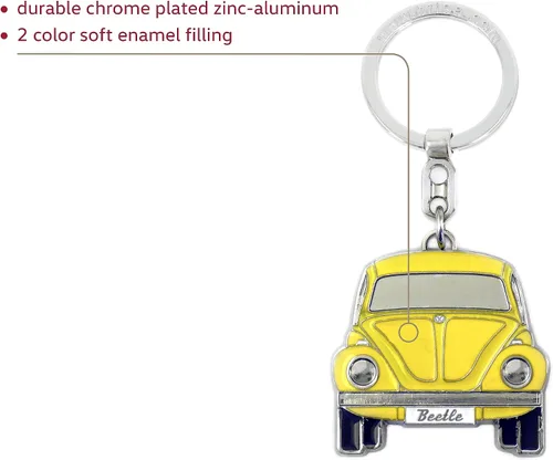 Miniatura 2 de BRISA VW Collection - Llavero Accesorio Portallaves de metal esmaltado Volkswagen con diseño de Beetle Bug, Amarillo, Talla única