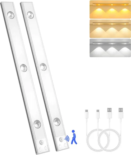 Miniatura 11 de Luces para debajo del gabinete de 8 pulgadas, 41 LED recargables con sensor de movimiento magnético, luz para interiores, brillo regulable de 6000