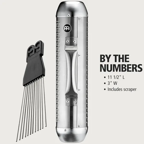 Miniatura 5 de Meinl Percussion Merengue Guira Shaker con raspador ABS, no fabricado en China, cuerpo y relleno de acero cepillado, 2 años de garantía (MGUS1)