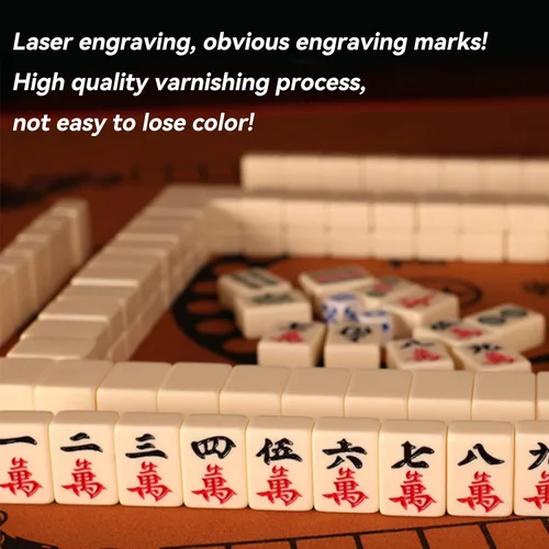 Miniatura 5 de drizzle Juego de viaje Mahjong de 0.945 in Mini Panda – 0.9 pulgadas portátil 144 azulejos – 4 bastidores de material de melamina Mah-Jong Tiempo