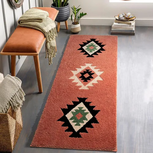 Miniatura 19 de DEXDE Alfombras de Baño Bohemias Marroquíes Alfombra de Baño 20x32 Pulgadas - Tapete de Baño Geométrico Antideslizante, Beige Crema Lavable a