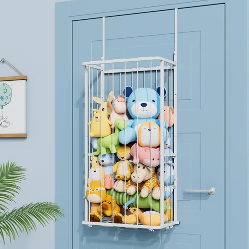 Miniatura 3 de SWTYMIKI Almacenamiento de animales de peluche colgantes, organizador grande de juguetes de peluche, montado en la pared o en esquina para Blanco
