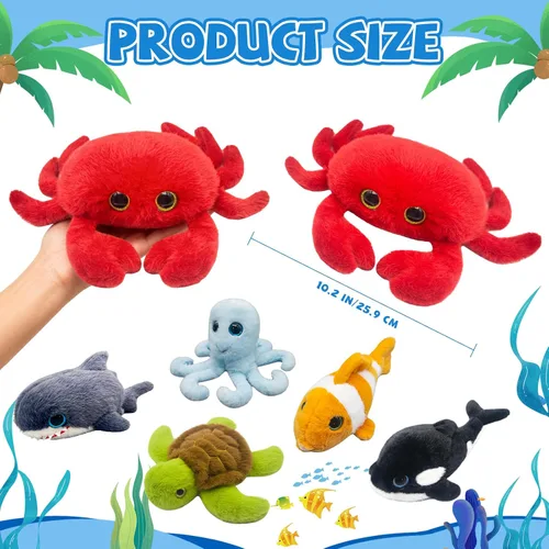 Miniatura 2 de 6 animales de peluche de animales marinos pequeños a granel, animales marinos, peluches suaves de animales marinos, lindos peluches de tortuga