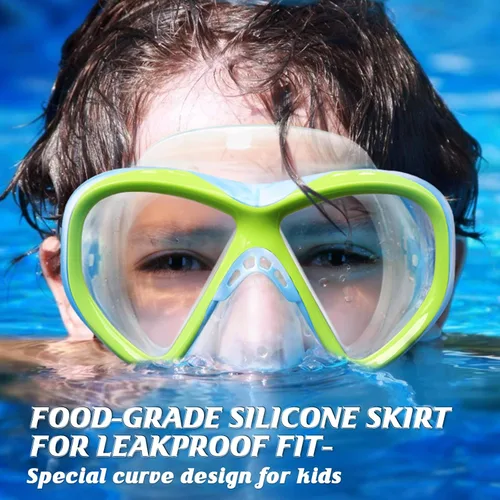 Miniatura 2 de ACQCES Gafas de natación para niños, máscara de buceo para niños y niñas de 5 a 15 años, gafas de natación antivaho de dos colores con cubierta