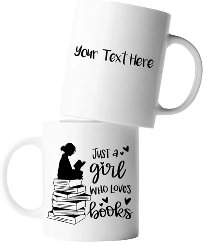 Miniatura 9 de Panvola Just A Girl Who Loves Books Book Lover Gift For Woman Reader Librarian Mug Bookworm Bibliophile Novedoso Vaso de Cerámica Café 11 oz Blanco