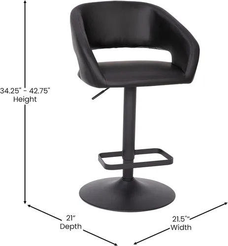Miniatura 2 de Taylor & Logan Jenna Taburete giratorio ajustable 360 con base negra en vinilo negro