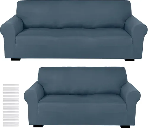 Miniatura 11 de Peryiter Juego de 2 fundas para sofá de dos plazas Fundas para muebles para sala de estar para sofá, sillón, ajuste elástico, a prueba de arrugas