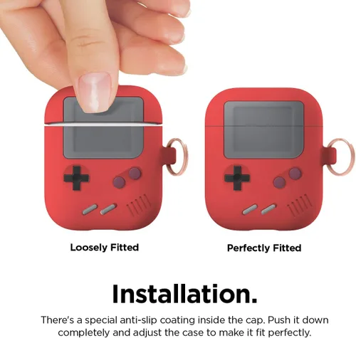 Miniatura 6 de elago AW5 - Funda compatible con AirPods 1 y 2, diseño clásico de jugador de juego con llavero, construcción de silicona duradera (rojo)