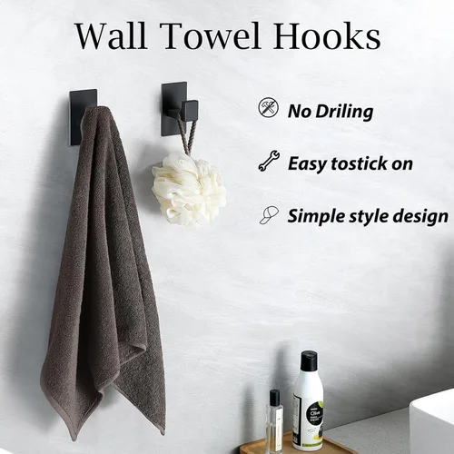 Miniatura 3 de Nolimas Paquete de 4 ganchos adhesivos para toallas, ganchos de pared resistentes, ganchos para toallas para baño, cocina, ganchos adhesivos