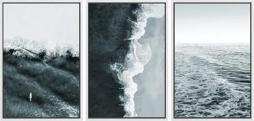 Miniatura 123 de SIGNWIN Lienzo enmarcado para pared, juego de arte sereno de pantanos con humedales verdes e ilustraciones de agua tranquila, arte moderno