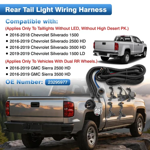 Miniatura 3 de TOP-MAX Arnés de repuesto para luz trasera derecha del pasajero para GMC Sierra 2016 2017 2018 2019, arnés de cableado impermeable sellado NBR