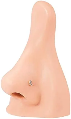 Miniatura 3 de FreshTrends Pendiente de cartílago de labret de oro de 14 quilates con forma de luna creciente 0079in