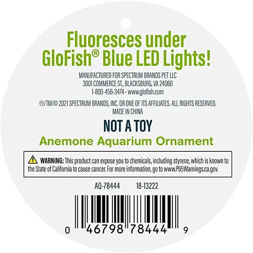 Miniatura 3 de GloFish Adorno de anémona, adorno detallado de acuario, verde grande, crea un efecto brillante (paquete de 1)