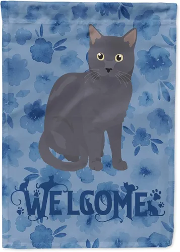 Miniatura 118 de Caroline's Treasures CK5047CHF Ojos Azules - Bandera de bienvenida con diseño de gato para casa de porche, grande, para colgar en la pared