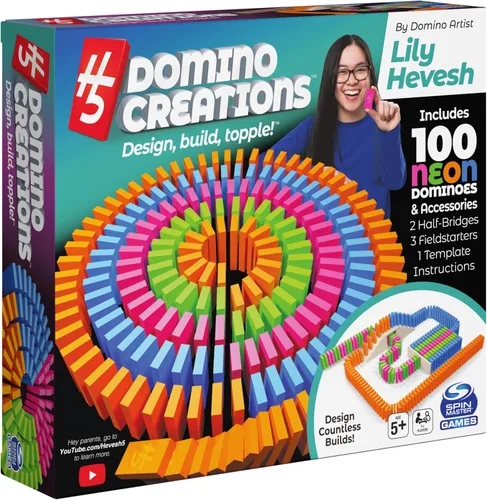 Miniatura 9 de Spin Master Games, Lily Hevesh H5 Domino Creations - Juego de 100 fichas de dominó neón, juguetes de construcción para niños y familia, juego