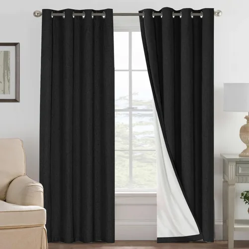 Miniatura 63 de H.VERSAILTEX Cortinas opacas de lino de 72 pulgadas de largo, 100% absolutamente opacas, con aislamiento térmico, con textura de lino, cortinas