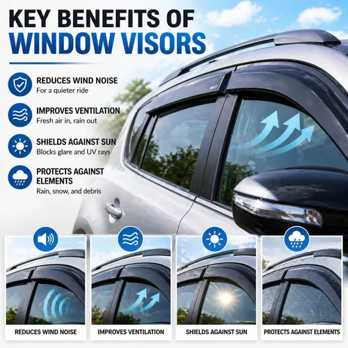 Miniatura 6 de 2021-2026 Protectores de lluvia con cinta adhesiva para ventanas laterales de Hyundai Elantra, viseras SE SEL Sport N Line Limited Hybrid