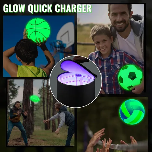Miniatura 5 de Hiboom Cargador de luz UV, bolsa de recarga LED grande para brillar en la oscuridad, Kickball Dodgeball fútbol, fútbol, baloncesto, voleibol