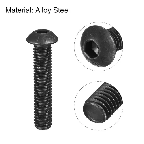 Miniatura 4 de uxcell Tornillos de cabeza de botón hexagonal M8x40mm Tornillos de acero de aleación 10pcs