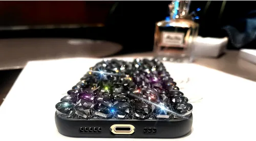 Miniatura 7 de Funda para Samsung Galaxy S21 Diamond - 3D Glitter Sparkle Bling Luxury Shiny Crystal Bumper Clear Gems Cute Protective Girly Case (negro)