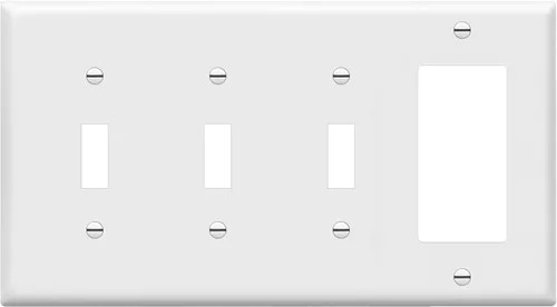 Miniatura 13 de ENERLITES Placa de pared combinada de triple palanca/salida de receptáculo dúplex individual, tamaño estándar, cubierta de interruptor de luz de 4