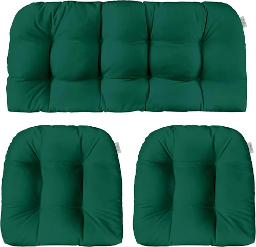 Miniatura 14 de RSH DECOR: Sunbrella - Juego de 3 cojines de mimbre copetudos 41 x 19 pulgadas y 19 x 19 pulgadas Fabricado con tela de rendimiento Sunbrella