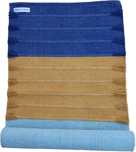 Miniatura 16 de Jaipur art & Rugs Estera de yoga de algodón - Alfombra tejida a mano ecológica - Antideslizante y gruesa (61x183x5mm) para fitness diario en casa