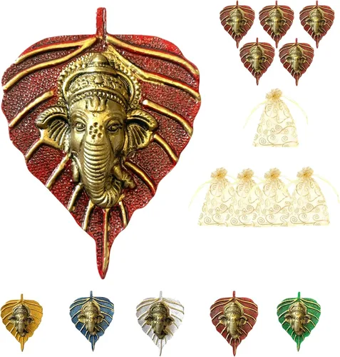 Miniatura 16 de LOVENSPIRE Ganesha de hoja de metal para colgar en la pared, decoración para el hogar, sala de estar, oficina, obra decorativa de arte indio