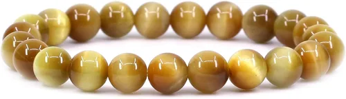 Miniatura 131 de Amandastone Pulsera elástica de cuentas redondas de 0.315 in con piedras preciosas naturales de 7 pulgadas