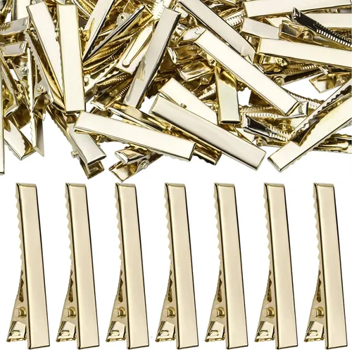 Miniatura 8 de 100 pinzas de metal para el cabello de cocodrilo, parte superior plana con dientes, horquillas de una sola punta, pinzas de peluquería para mujeres