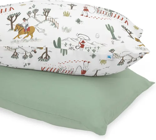 Miniatura 9 de Little Unicorn Paquete de 2 fundas de almohada estándar, tela de muselina súper suave y transpirable, cierre de sobre cómodo, para cuna y cama