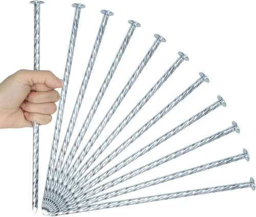 Estacas de 10 pulgadas de metal galvanizado para paisaje, estacas de anclaje de paisaje, estacas de camping para césped artificial, bordes de