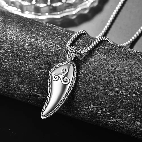 Miniatura 5 de Wolf Teeth Necklace Sterling Silver ValknutTriskele Viking Wolf Teeth Pendant Wolf Jewelry for Men Women
