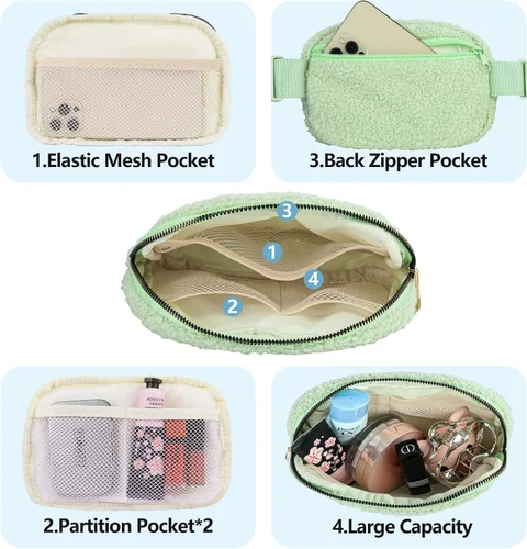 Miniatura 3 de jealkip Riñonera para correr para mujeres y hombres, bolsa cruzada con correa ajustable para senderismo, entrenamiento, deportes, viajes, Verde