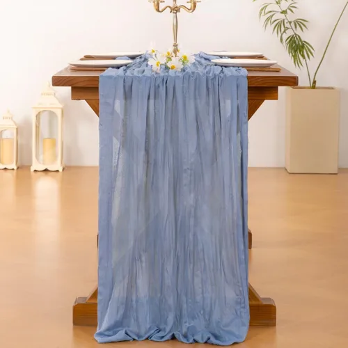 Miniatura 4 de Socomi Camino de Mesa Azul Polvoriento Primavera Pascua Camino de Mesa de Estopilla 170 Pulgadas Tela de Queso 14 Pies Gasa Bohemia Rústica