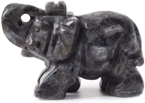 Miniatura 2 de Angelstones Figura de piedra preciosa de elefante pirita, cristal curativo, tótem de animal, piedra espiritual, 2 pulgadas