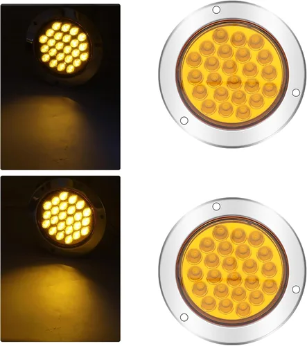 Miniatura 9 de Kit de 2 luces LED redondas amarillas traseras para remolque, 24 luces LED de freno y giro de marcha atrás para camión RV (24 LED, amarillo)