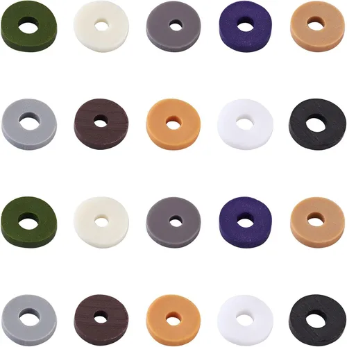 Miniatura 10 de 1520 ~ 1600 unids/caja de 10 colores mezclados planos redondos poliméricos arcilla espaciador perlas 0.315 in Heishi hecho a mano suelta disco