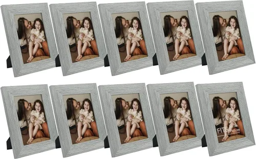 Miniatura 44 de Frametory, Marco de fotos de 5 x 7 pulgadas, estilo de grano envejecido, marcos para fotos o fotos de 5 x 7, diseño de moldeado ancho con vidrio