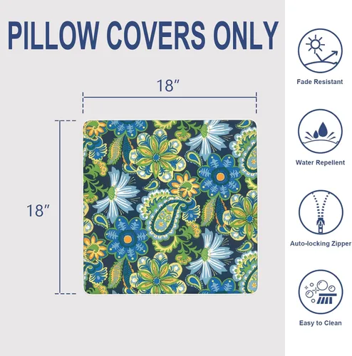 Miniatura 545 de Juego de 2 almohadas para exteriores de 16 x 16 pulgadas, repelentes al agua con interiores, para muebles de patio, hogar, jardín, geometría bohemia