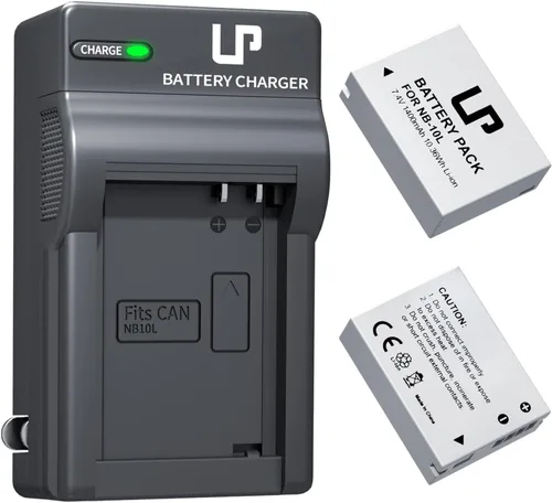 LP Paquete de cargador de batería NB-10L, paquete de 2 baterías de 1400 mAh y cargador de pantalla de luces LED para cámara digital Canon PowerShot