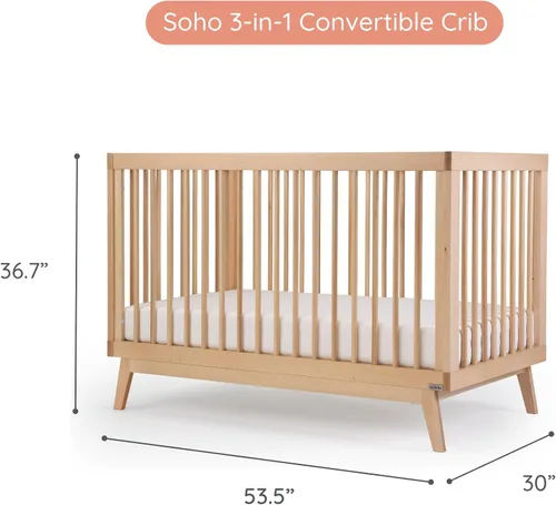 Miniatura 7 de dadada Baby Soho - Cuna convertible de madera 3 en 1 para cama infantil, fabricada en Italia, certificado GREENGUARD Gold, acabado seguro
