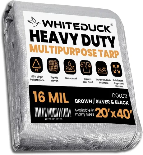 Miniatura 82 de WHITEDUCK Lona de polietileno súper resistente de 16 mil de grosor, 12 x 16 pies, impermeable, 100% resistente a los rayos UV, a prueba de Azul- 16