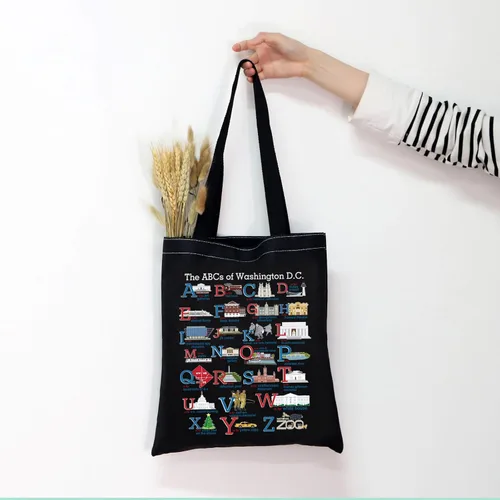 Miniatura 12 de MNIGIU Washington DC Alphabets Tote Bag Washington DC Souvenir Gift Washington DC Welcome Bag