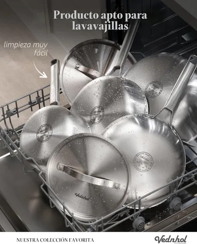 Miniatura 5 de Juego de utensilios de cocina de acero inoxidable, 8 piezas de ollas y sartenes de capa triple, libre de PFOA y PTFE, apto para lavavajillas