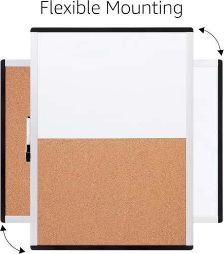 Miniatura 2 de Amazon Basics Combo de pizarra blanca magnética rectangular y tablero de corcho para el hogar, la oficina y el aula, marco de plástico/aluminio